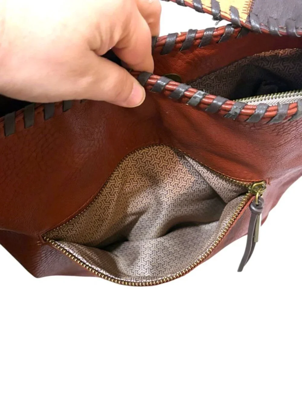 Y2K Steven Faux Leather Patchwork Shoulder Bag Crescent Hobo Tassels Western
